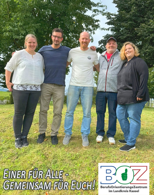 Das Team des BOZ. v.r.n.l.:  Jennifer Fenner - Koordinatorin  Helmut Weber – Haustechniker  Malte Fehling - Kaufm. Mitarbeiter  Oskar Lewandowski – Techn. Mitarbeiter  Sandra Gritzo - Geschäftsleiterin